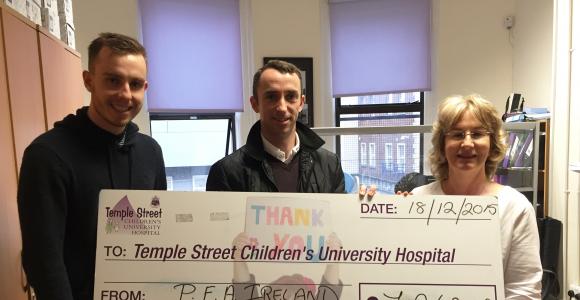 Cheque presentation to Temple Street Children's Hospital